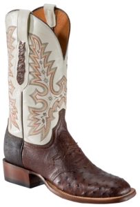 Lucchese® Mens Brown Full Quill Ostrich w/Ivory Top Dbl Wlt Square Toe Western Boot