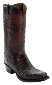 Lucchese® 1883™ Men's Black Cherry Ultra Belly Caiman 7-Toe Narrow Punchy Toe Exotic Western Boots
