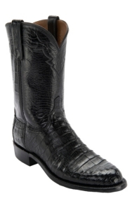 Lucchese® 1883™ Men's Black Ultra Belly Caiman Exotic Roper Boots