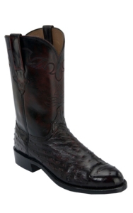 Lucchese® 1883™ Men's Black Cherry Full Quill Ostrich Exotic Roper Boots