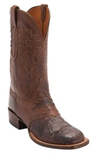 Lucchese® Cowboy Collection™ Men's Barrel Brown Jacare Hornback Caiman Tail Saddle Vamp Double Welt Exotic Square Toe Boots