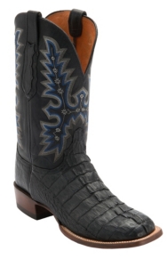 Lucchese® Cowboy Collection™ Men's Black Jacare Hornback Caiman Tail Double Welt Exotic Square Toe Boots