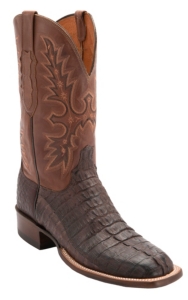 Lucchese® Cowboy Collection™ Men's Barrel Brown Jacare Hornback Caiman Tail Double Welt Exotic Square Toe Boots