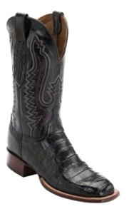 Lucchese® Cowboy Collection™ Men's Black Croc Belly Exotic Square Toe Boots
