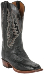 Lucchese® Cowboy Collection™ Mens Black Full Quill Ostrich Exotic Square Toe Boots