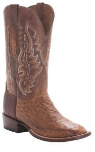 Lucchese® Cowboy Collection™ Men's Brown Full Quill Ostrich Exotic Square Toe Boots
