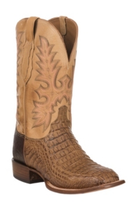 Lucchese® Cowboy Collection™ Mens Tan Brown Hornback Gator Exotic Square Toe Boots