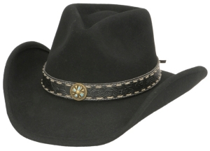 Dorfman Pacific® Black Felt Crushable Outback Hat