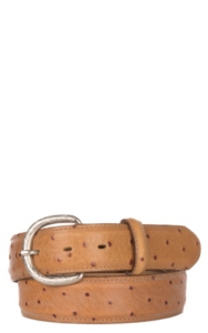 Silver Creek® Peanut Brittle Ostrich Print Belt- Sizes: 30