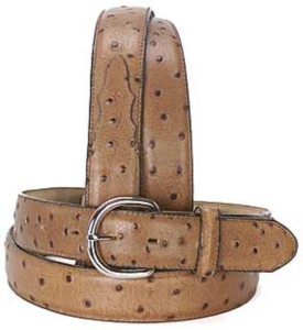 Silver Creek® Coffee Ostrich Print Belt
