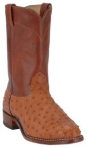 Larry Mahan® Men's Peanut Brittle Brown Full Quill Ostrich Exotic Roper Boots