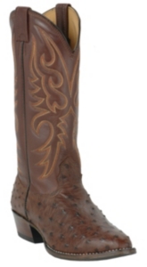 Larry Mahan® Mens Kango Tobacco Brown Full Quill Ostrich R-Toe Exotic Western Boot