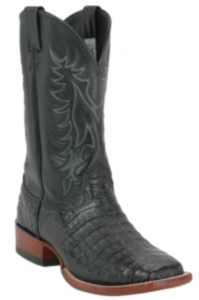 Larry Mahan® Men's Black Caiman Belly Broad Square Toe Exotic Western Boot