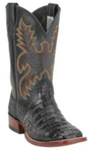 Larry Mahan® Men's Black Pieced Caiman w/ Elephant Counter Square Toe Western Boot