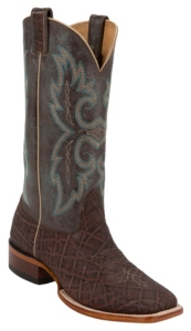 Larry Mahan® Mens Bark Elephant w/ Brass Top Double Welt Square Toe Exotic Boot