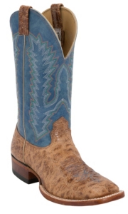 Larry Mahan® Mens Volcano Cognac w/ Blue Tequila Top Double Welt Square Toe Boot