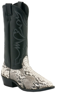 Larry Mahan® Mens Natural Python Snake with Black Exotic Western Boots