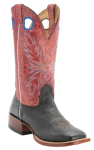 mahan larry boots distressed ostrich smooth western red volcano exotic toe square cavenders