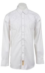 Larry Mahan® L/S White on White Floral Retro Shirt LMCCM6003
