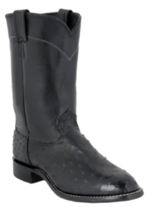 Larry Mahan® Mens Black Full Quill Ostrich Exotic Roper Boots