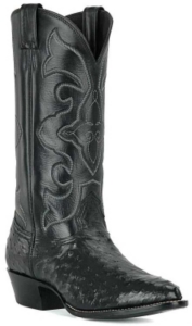 Larry Mahan® Men's Black Full Quill Ostrich R-Toe Exotic Western Boots