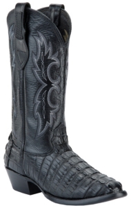 Larry Mahan® Men's Black R-Toe Gator Tail Exotic Western Boots