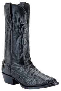 Larry Mahan® Men's Black R-Toe Hornback Gator Exotic Western Boots