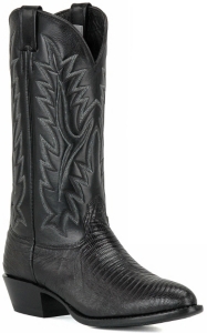 Larry Mahan® Men's Black R-Toe Lizard Exotic Western Boots