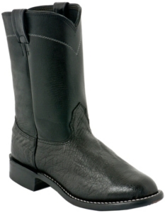 Larry Mahan® Mens Black Smooth Ostrich Exotic Roper Boots