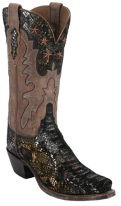 Lucchese® 1883 Ladies Precious Metal Python Print Snip Toe Western Boots