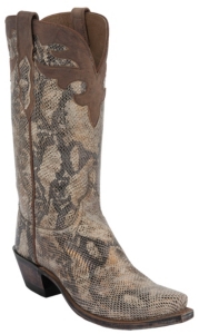 Lucchese® 1883 Women's Platinum Amazon Snake Print Snip Toe Western Boots