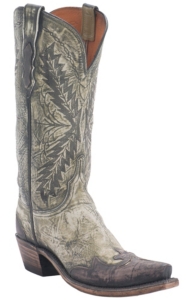 Lucchese® 1883 Ladies Sage Drupe w/ Pony Brown Wingtip Goat Snip Toe Western Boots