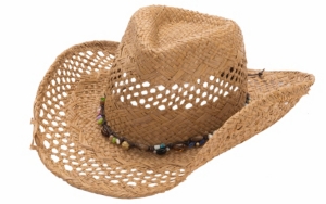 Dorfman Pacific® Raffia Vent w/ Multicolor Beaded Hatband Straw Cowboy Hat
