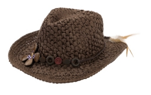 Dorfman Pacific® Brown Crochet Raffia w/ Flower Beaded Hatband Straw Cowboy Hat