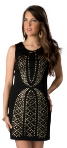 I.Madeline® Women's Black with Gold Studs Sleeveless Dress