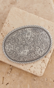 M&F Western Products® Silver Oval Floral Etched Buckle