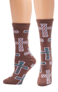 Justin® Gypsy Collection™ Women's Brown, with Turquoise and Pink Cross Print Socks