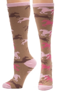 Justin® Gypsy Collection Women's Brown and Pink Horses Over the Calf Socks
