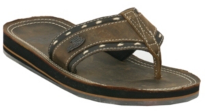 Justin® Bent Rail™ Men's Brown w/Natural Double Edge Stitch Leather Flip Flop by M&F®