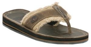 Justin® Bent Rail™ Mens Distressed Brown w/Frayed Strap Leather Flip Flops by M&F®