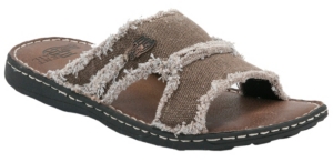 Justin® Bent Rail™ Men's Brown Frayed Canvas Leather Slide Sandals by M&F®