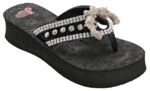 Justin® Natalie™ Women's Black Pistol Jeweled Flip-Flop by M&F®