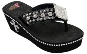 Justin® Peyton™ Women's Black Patent Jeweled Flip-Flop by M&F®