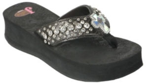 Justin®Suzi™ Ladies Black Crocodile Print w/Cross Concho Jeweled Flip-Flop by M&F®
