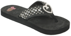 Justin® Trinity™ Ladies Black w/ Trinity Heart Concho Jeweled Flip-Flop by M&F®