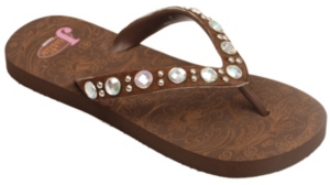 Justin® India™ Ladies Brown India Jeweled Flip-Flop by M&F®