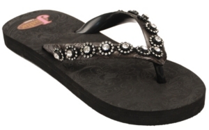 Justin® Stace™ Ladies Black with Clear Jewels Flip-Flop by M&F®