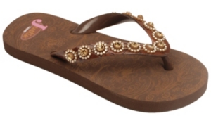 Justin® Stace™ Ladies Brown with Topaz Jewels Flip-Flop by M&F®