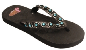 Justin® Stace™ Ladies Black with Turquosie Jewels Flip-Flop by M&F®