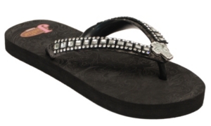 Justin® Lou™ Ladies Black Cross Jeweled Flip-Flop by M&F®